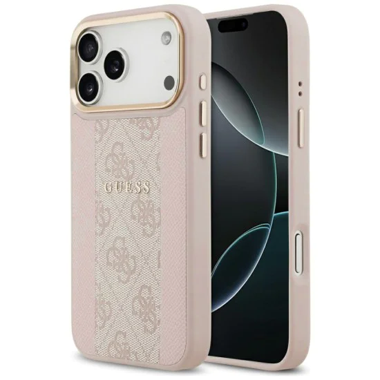 Калъф за iPhone 17 Pro - Guess - Hardcase 4G Stripe MagSafe (GUHMP17LPG4SEMCP) - Розов