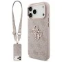 Калъф за iPhone 17 Pro - Guess - Голямо 4G класическо лого с големи метални копчета за каишка (GUHCP17LP4G4BCSP) - Розов