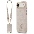 Калъф за iPhone 17 Air - Guess - Hardcase 4G Strass Logo & Big Strap (GUHMP17MP4G4DCSP) - Розов