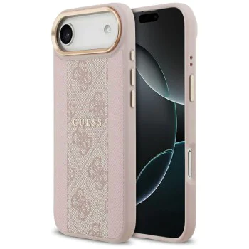 Калъф за iPhone 17 Air - Guess - Hardcase 4G Stripe MagSafe (GUHMP17MPG4SEMCP) - Розов