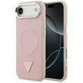 Калъф за iPhone 17 Air - Guess - Твърд калъф с триъгълно лого MagSafe (GUHMP17MPSDTSCMP) - Розов