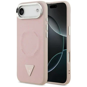 Калъф за iPhone 17 Air - Guess - Твърд калъф с триъгълно лого MagSafe (GUHMP17MPSDTSCMP) - Розов