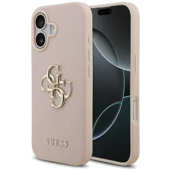 Калъф за iPhone 17 - Guess - Hardcase 4G Grained Big and Classic Logo (GUHCP17SPGT4MBP) - Розов