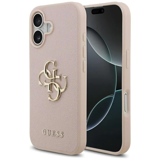 Калъф за iPhone 17 - Guess - Hardcase 4G Grained Big and Classic Logo (GUHCP17SPGT4MBP) - Розов