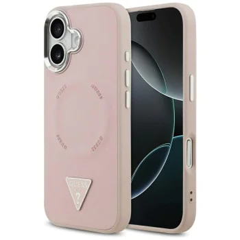 Калъф за iPhone 17 - Guess - Твърд калъф с триъгълно лого MagSafe (GUHMP17SPSDTSCMP) - Розов