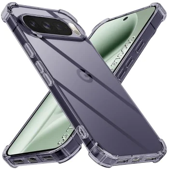 Калъф за Google Pixel 10 Pro XL - Удароустойчив Прозрачен силикон - Черен