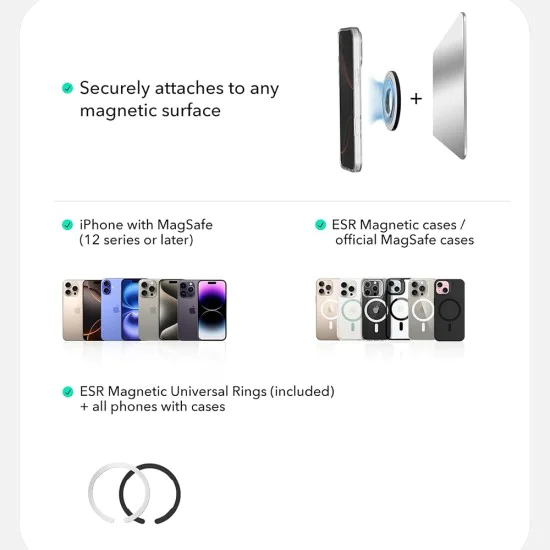 Магнитна стойка-държач за телефон ESR Phone Grip Stand (2K6180361) - 360°, Ултратънка, с HaloLock пръстен - Лавандула