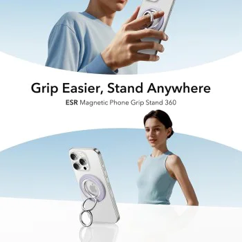 Магнитна стойка-държач за телефон ESR Phone Grip Stand (2K6180361) - 360°, Ултратънка, с HaloLock пръстен - Лавандула
