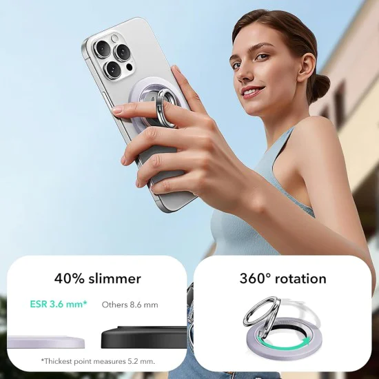 Магнитна стойка-държач за телефон ESR Phone Grip Stand (2K6180361) - 360°, Ултратънка, с HaloLock пръстен - Лавандула