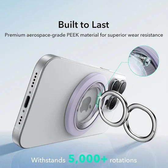 Магнитна стойка-държач за телефон ESR Phone Grip Stand (2K6180361) - 360°, Ултратънка, с HaloLock пръстен - Лавандула