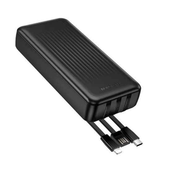Външна батерия – Borofone (BJ79A) – USB-C + USB + Lightning кабели, 20000mAh – Черен