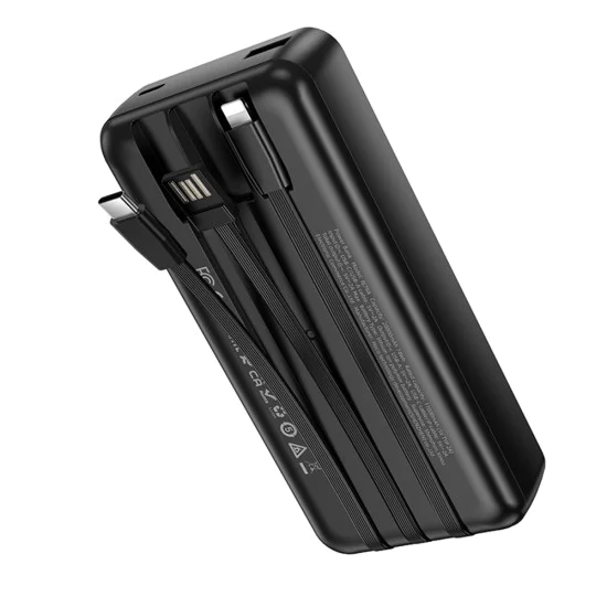 Външна батерия – Borofone (BJ79A) – USB-C + USB + Lightning кабели, 20000mAh – Черен