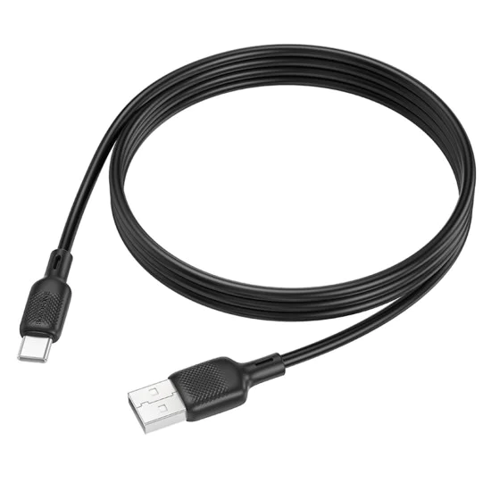 Кабел за данни / зареждане – Borofone (BX113 Lenny Series) – USB към Type-C, силикон, 3A, 1m – Черен