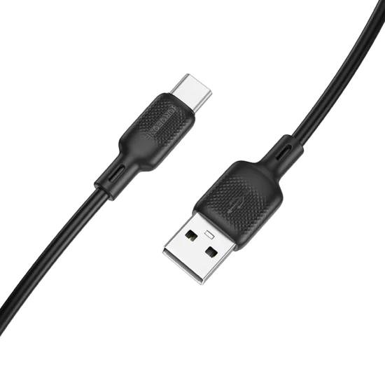 Кабел за данни / зареждане – Borofone (BX113 Lenny Series) – USB към Type-C, силикон, 3A, 1m – Черен