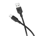 Кабел за данни / зареждане – Borofone (BX113 Lenny Series) – USB към Type-C, силикон, 3A, 1m – Черен