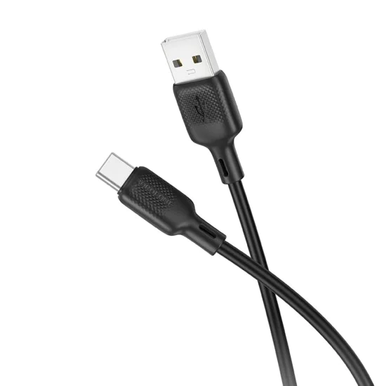 Кабел за данни / зареждане – Borofone (BX113 Lenny Series) – USB към Type-C, силикон, 3A, 1m – Черен