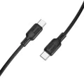 Кабел за данни / зареждане – Borofone (BX113 Lenny Series) – Type-C към Type-C, силикон, PD60W, 3A, 2m – Черен
