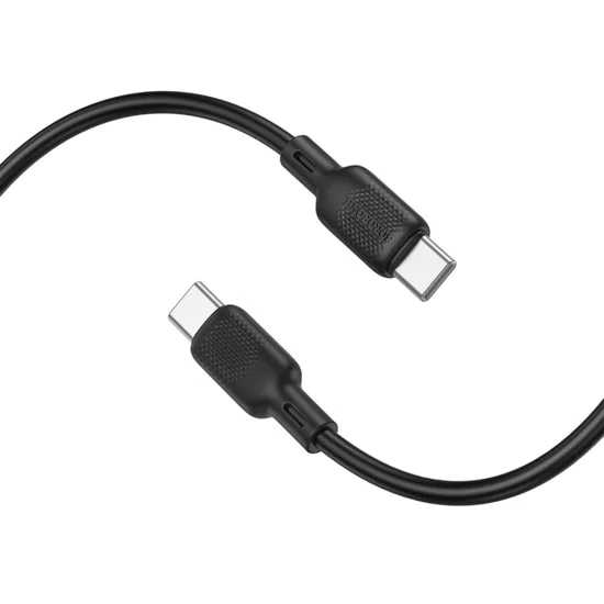 Кабел за данни / зареждане – Borofone (BX113 Lenny Series) – Type-C към Type-C, силикон, PD60W, 3A, 2m – Черен
