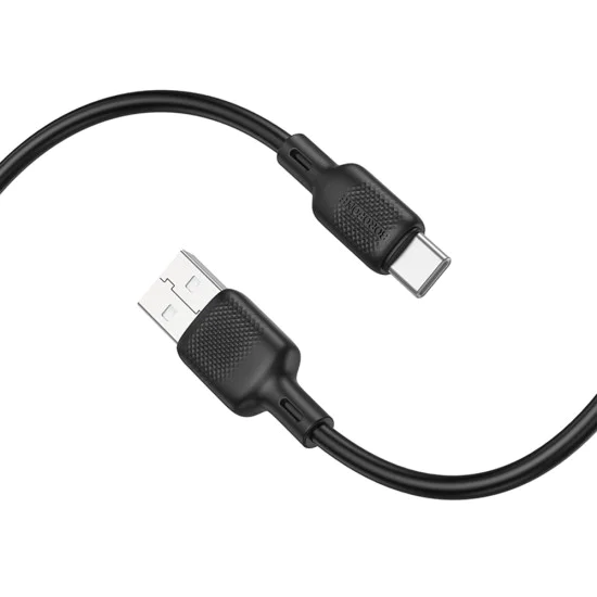 Кабел за данни / зареждане – Borofone (BX113 Lenny Series) – USB към Type-C, силикон, 3A, 2m – Черен