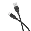 Кабел за данни / зареждане – Borofone (BX113 Lenny Series) – USB към Type-C, силикон, 3A, 2m – Черен