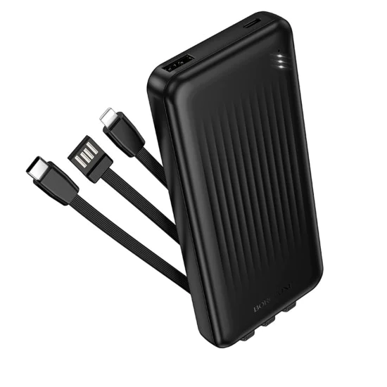 Външна батерия – Borofone (BJ79 Clever) – вграден 3-in-1 кабел, 10000mAh – Черен