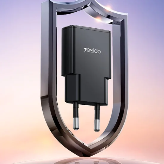 Зарядно за стена – Yesido Wall Charger (YC74) – GaN, ултра-тънко, Smart Chip, Type-C, PD30W – Черно