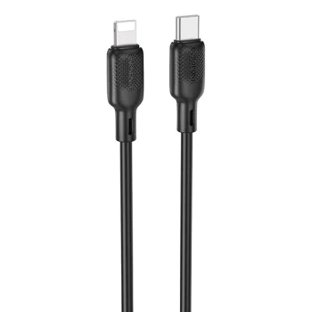 Кабел за данни / зареждане – Borofone (BX113 Lenny Series) – Type-C към Lightning, силикон, 27W, 2m – Черен