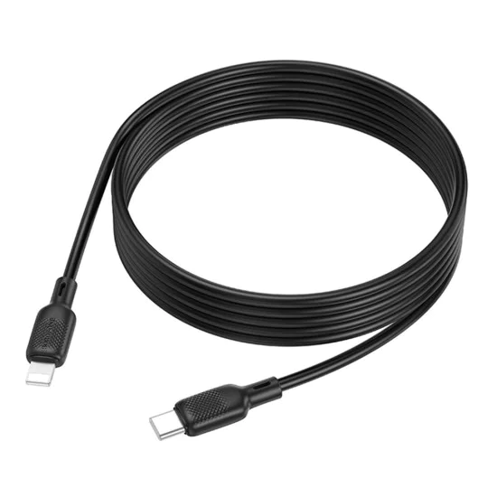 Кабел за данни / зареждане – Borofone (BX113 Lenny Series) – Type-C към Lightning, силикон, 27W, 2m – Черен