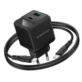 Зарядно за стена – Borofone (BN19 Intenso) – включен Type-C към Lightning кабел, USB + Type-C, PD20W QC3.0 – Черен