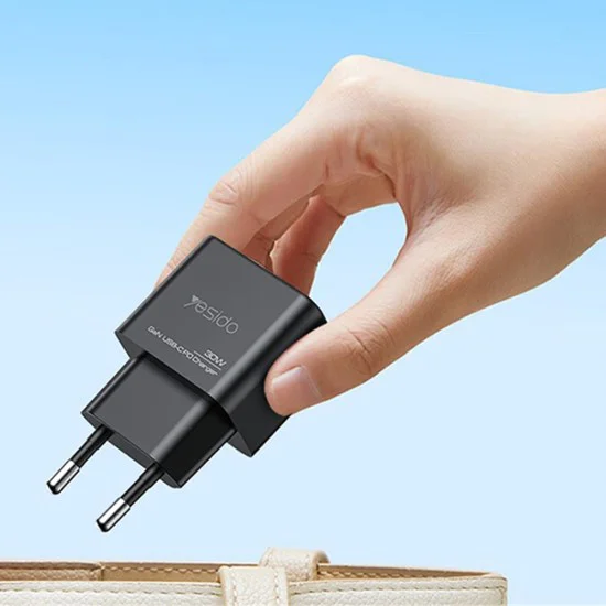 Зарядно за стена – Yesido Wall Charger (YC64) – Type-C + USB-A, GaN, PD30W – Черно