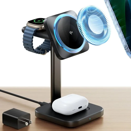 Станция за зареждане ESR CryoBoost (2C5880861) - за iPhone, Apple Watch, AirPods, Qi2 - Черна