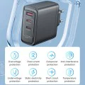 Зарядно за стена – Yesido Wall Charger (YC142) – GaN, бързо зареждане, 3 в 1, 2× Type-C, 100W – Черно