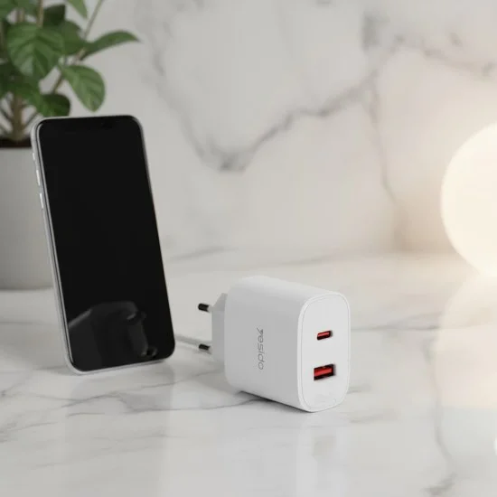 Зарядно за стена – Yesido Wall Charger (YC02E) – Quick Charge, USB + Type-C, PD20W, QC18W – Бяло