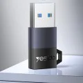 OTG адаптер – Yesido GS34 – USB3.0 мъжки → Type-C женски, 18W, алуминий – Сив