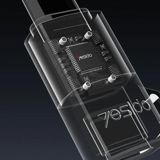 OTG адаптер – Yesido GS28 – Lightning → Type-C, 60W, fast charge, 480Mbps, алуминий – Сив