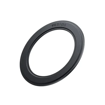 Метална пластина – Yesido Metal Plate (C208) – кръгла, MagSafe, кожен десен – Черна