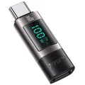 OTG адаптер – Yesido GS24 – Type-C → Type-C, дисплей на мощността, 100W, 5A – Сив