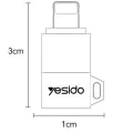 OTG адаптер – Yesido GS27 – Type-C → Lightning, 480Mbps, алуминий, 27W – Сив