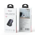 OTG адаптер – Yesido GS27 – Type-C → Lightning, 480Mbps, алуминий, 27W – Сив
