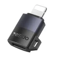 OTG адаптер – Yesido GS30 – Micro-USB → Lightning, 480Mbps, алуминий, 12W – Сив