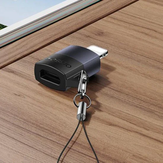 OTG адаптер – Yesido GS30 – Micro-USB → Lightning, 480Mbps, алуминий, 12W – Сив