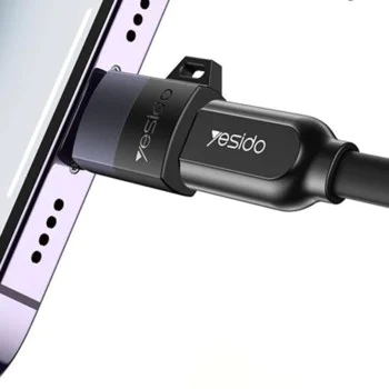 OTG адаптер – Yesido GS30 – Micro-USB → Lightning, 480Mbps, алуминий, 12W – Сив