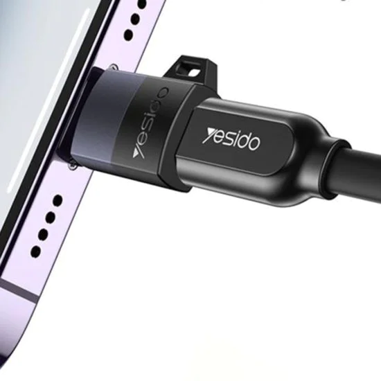 OTG адаптер – Yesido GS30 – Micro-USB → Lightning, 480Mbps, алуминий, 12W – Сив