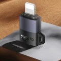 OTG адаптер – Yesido GS30 – Micro-USB → Lightning, 480Mbps, алуминий, 12W – Сив