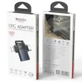 OTG адаптер – Yesido GS35 – USB3.0 → Lightning/Type-C, алуминий, мини дизайн – Сив