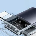 OTG адаптер – Yesido GS35 – USB3.0 → Lightning/Type-C, алуминий, мини дизайн – Сив