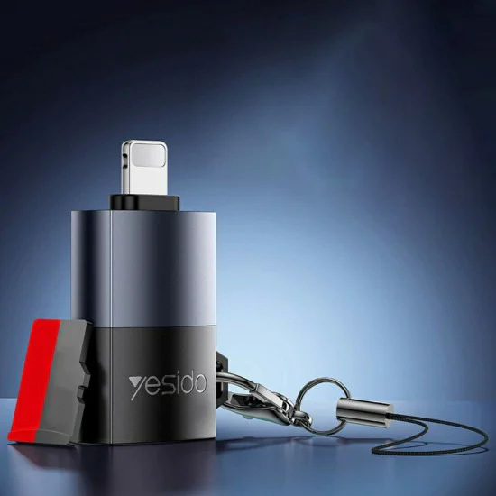 Адаптер – Yesido GS38 – Lightning → TF карта, 480Mbps, 4K, LED индикатор – Сив