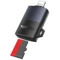 Адаптер – Yesido GS38 – Lightning → TF карта, 480Mbps, 4K, LED индикатор – Сив