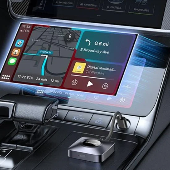 Адаптер за безжичен CarPlay – Yesido Wireless CarPlay Adapter (KM23) – USB → Type-C, Bluetooth V5.0, 1080P – Сив