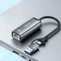 Ethernet адаптер – Yesido HB26 – USB/Type-C → RJ45, 1000Mbps, Windows/MacOS/Linux – Сив